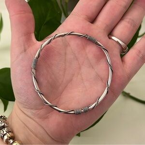 Vintage Oxidized Sterling Silver Rope Bangle